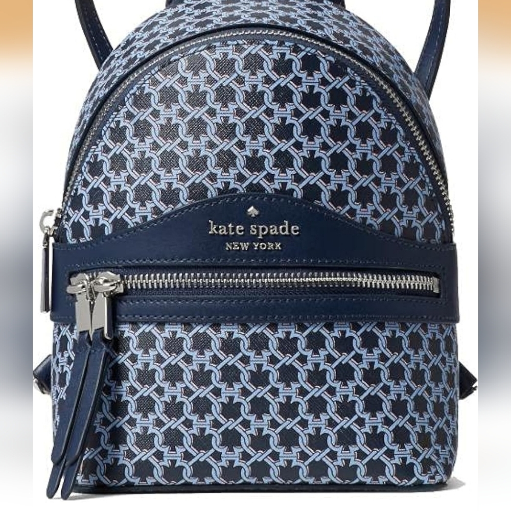 NWOT Kate Spade Navy and Light Blue Geometric Backpack